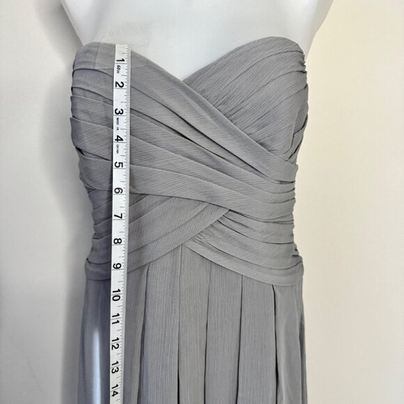 NWT David's Bridal F14847 Short Crinkle Chiffon Dress Front Cascade Mercury 10 - Picture 6 of 14